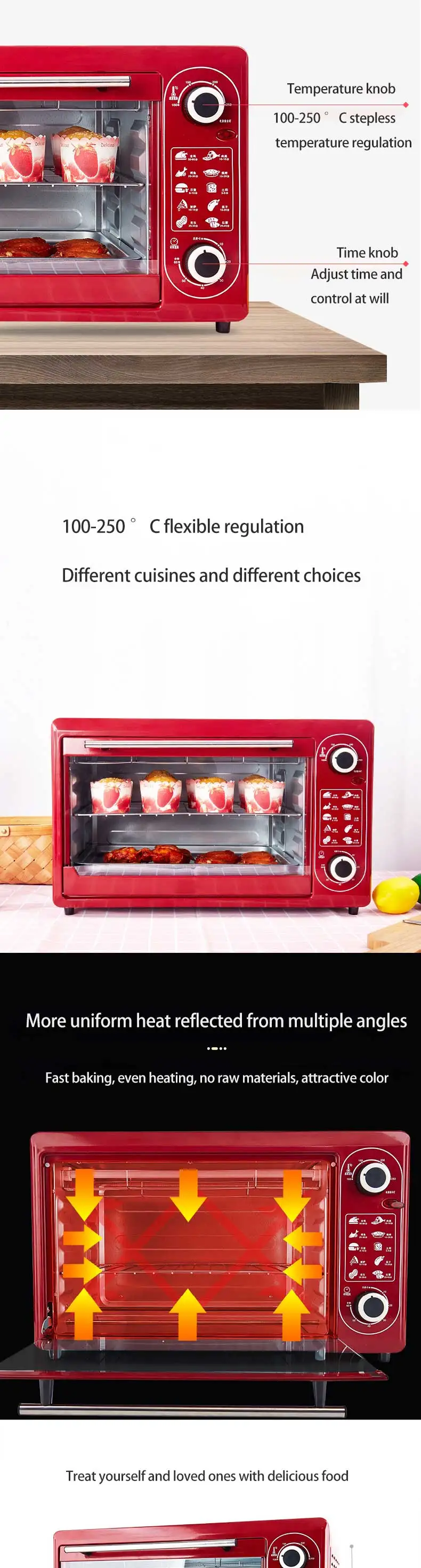 Multifunctional Electric Oven Household 48L Large Capacity Digital Control Baking Cake