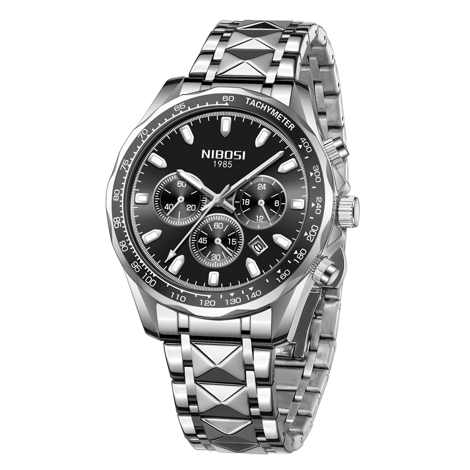 NIBOSI 2611 kendinden çin mens quartz saat otantik çelik bant 3