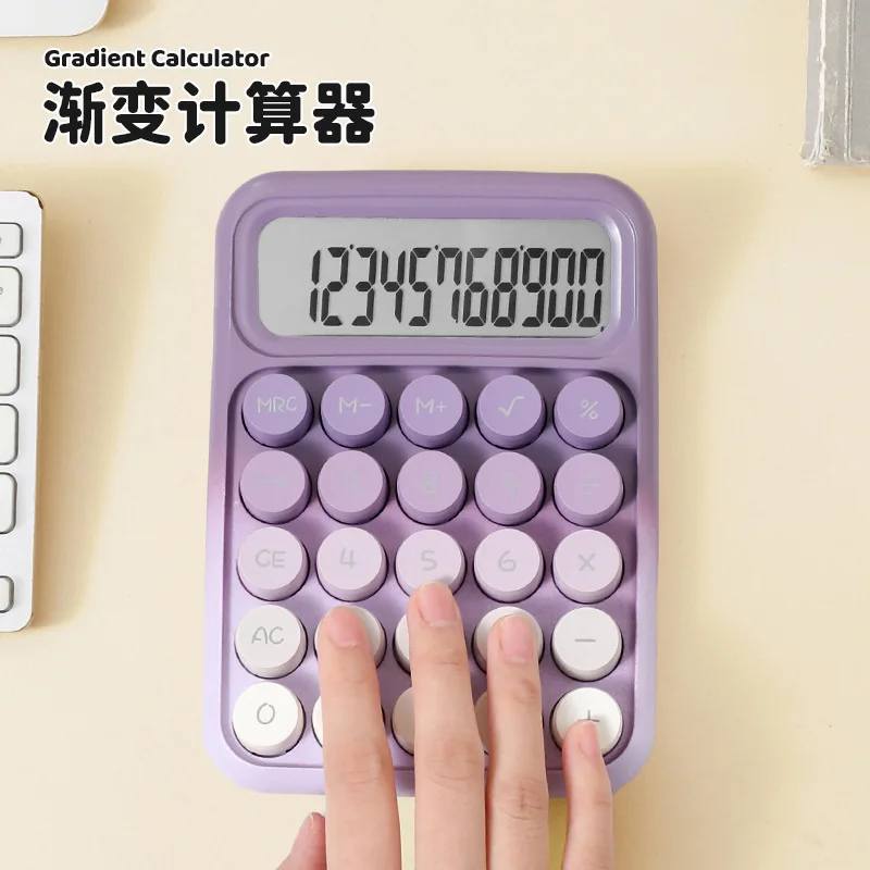 Macaroon Color Cute Desktop Calculator With Mechanical Buttons PS Material Battery Power Source for Office Use