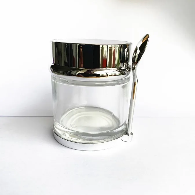 product 30g 50g 80g high quality moisturizing cream bottle glass mask cream jar with gold cap with gold spoon-26