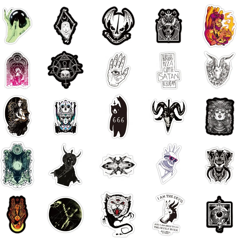 50pcs high quality cool demon custom waterproof vinyl PVC graffiti sticker packs for luggage scooter cup notebook laptop