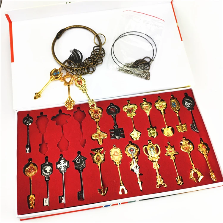 Fairy Tail Lucy Set of 22 Golden Zodiac Keys + Key Ring, Missing Accessories