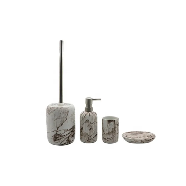 4 Pcs Household Morden Elegant Marble Design High Quality Cost-effective Ceramic Bathroom Accessories Set