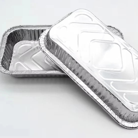 TIA CB19 Boîte rectangulaire de 12,5 pouces, conteneurs alimentaires jetables écologiques, contenant en feuille d'aluminium pour barbecue avec grille