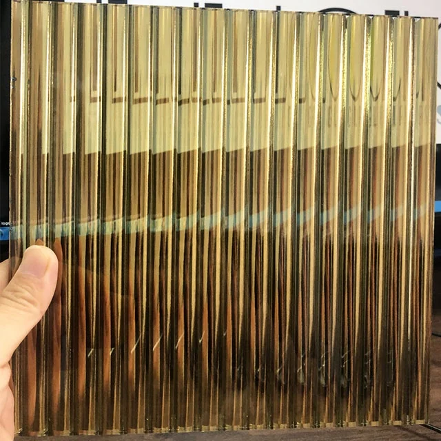 Temperable Toughened Figured Pattern Grey Glod Ultra Clear Coated Fluted Reeded Moru Glass Panel for Partition Door Window