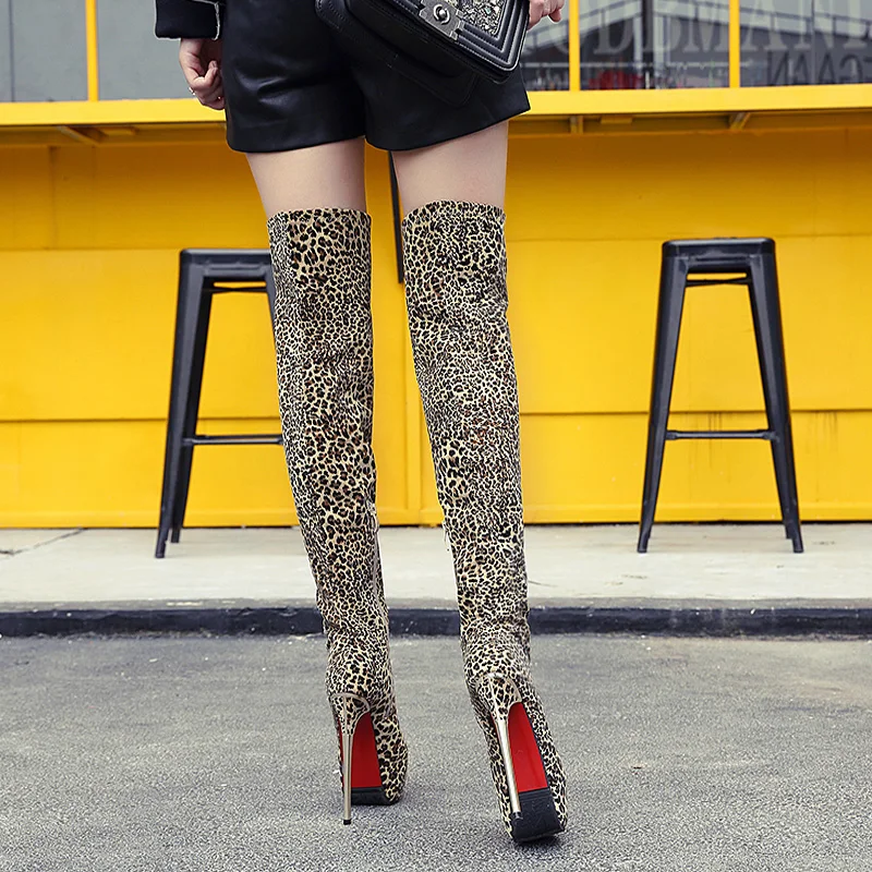 The Knee Louboutin Leopard Thigh High Boots Christian Louboutin Brown Miss  Z Leather Pony Hair Knee-High