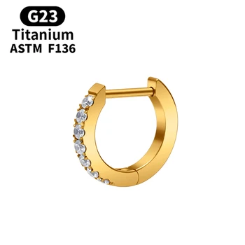 G23 Titanium 18G Ear Piercing Ring Nose Septum Hinged Earrings with CZ Huggie Cartilage Helix Tragus Ear Jewelry Women