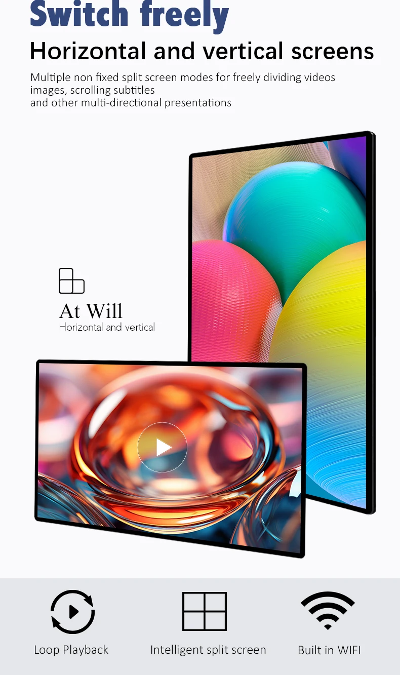 Indoor Wall-mounted Advertising Machine Hanging Digital LCD Display ...