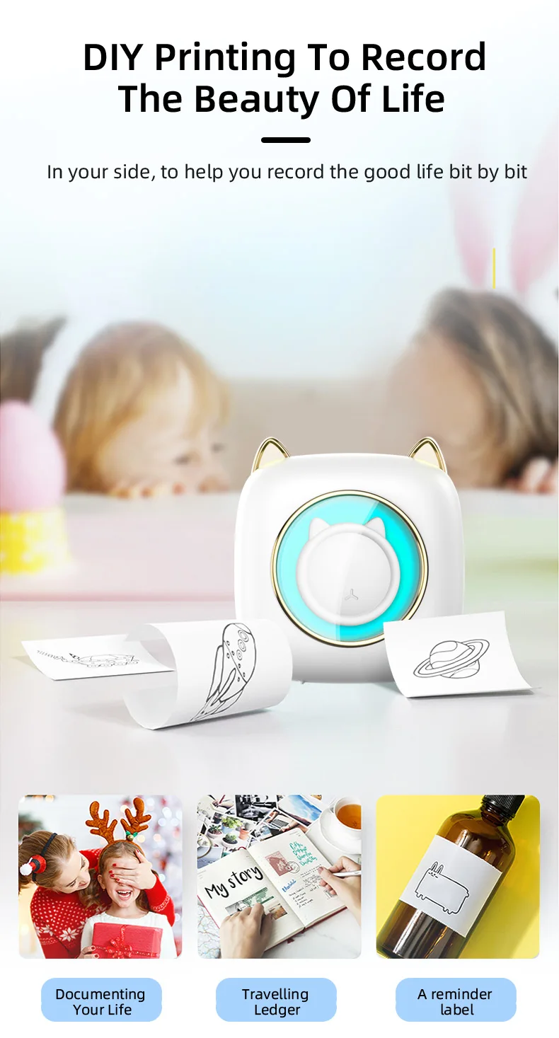 Portable Mini Thermal Sticker Label Printer - Wireless, Compact Design ...