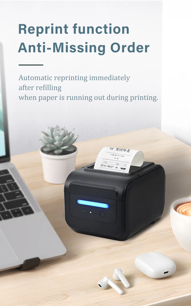 JP-R80F 220MM/s Direct Thermal Printer 80mm Auto Cutter with Wi-Fi 3 Inch Receipt Imprimante Pos Barcode Bill Stock Printer