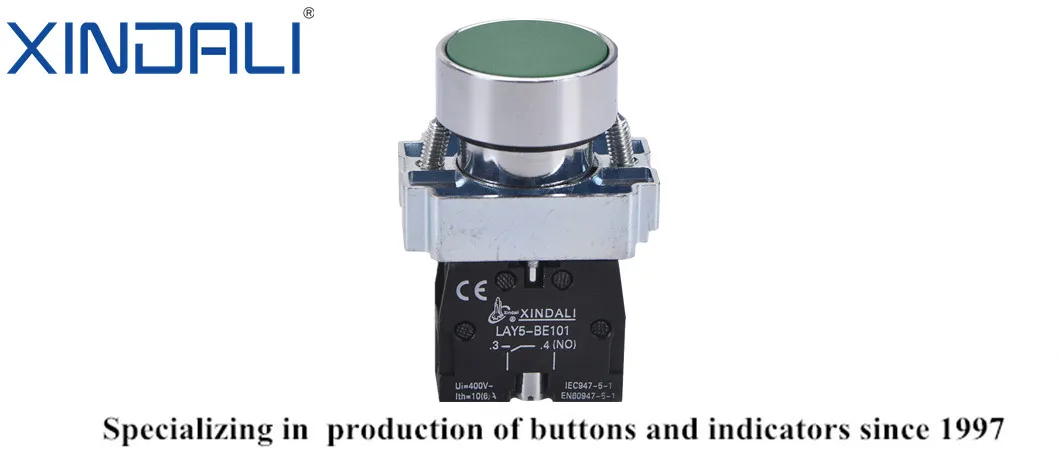 LAY5-BA31 22mm Waterproof Self-Reset NC NO Green Button