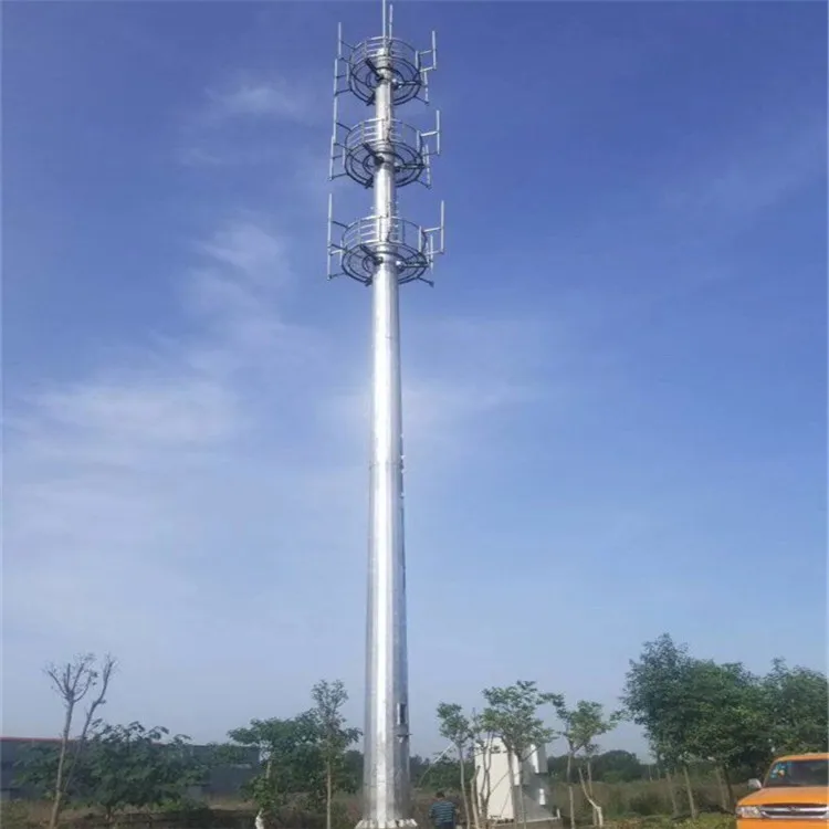 hot dip galvanized telecom 20m high mast steel television microwave communication single pipe steel tower