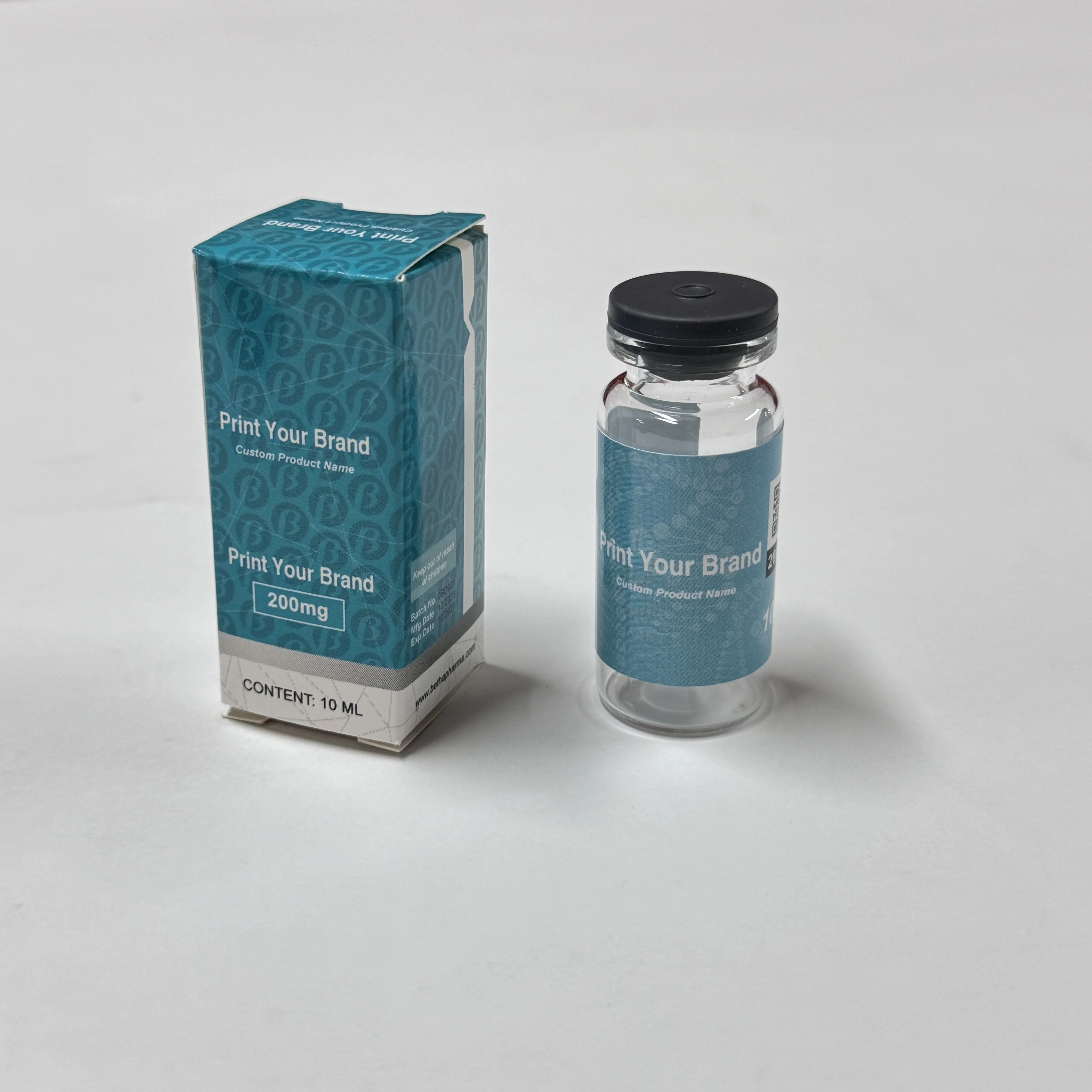 Small Paper Boxes Custom Logo Printing 10mL Vial Box with Labels Sterile Vials with Rubber Stopper