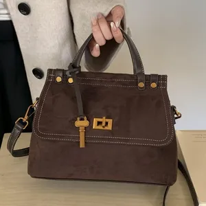 2026 Wholesale Women's Suede Top-Handle Handbag Vintage Style Crossbody Purse for Daily