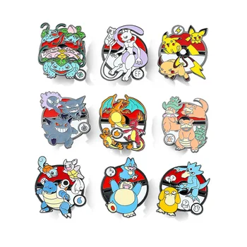 Factory Japanese Cartoon Cartoon Pokemon Metal Badge Pikachu Gengar Charizard Brooch Accessories Pin
