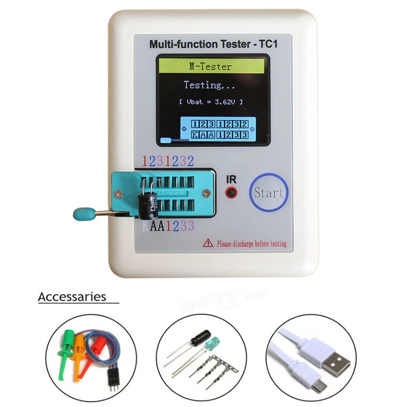 LCR-TC1 1.8inch Colorful Display Multi-functional TFT Backlight Transistor Tester for Diode Triode Capacitor Resistor Transistor