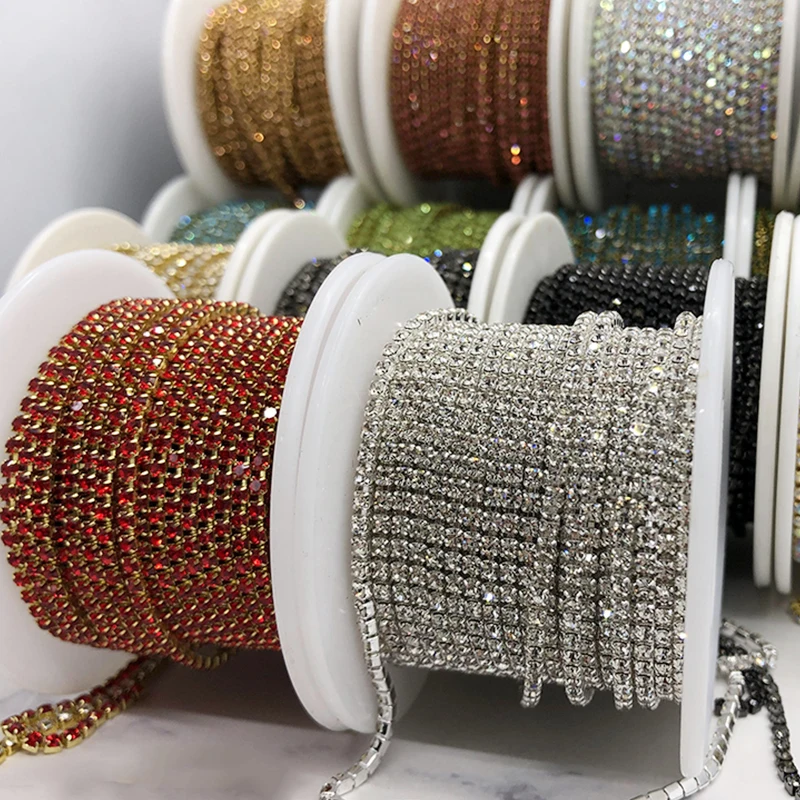 Metal Rhinestone Brass Cup Chain 