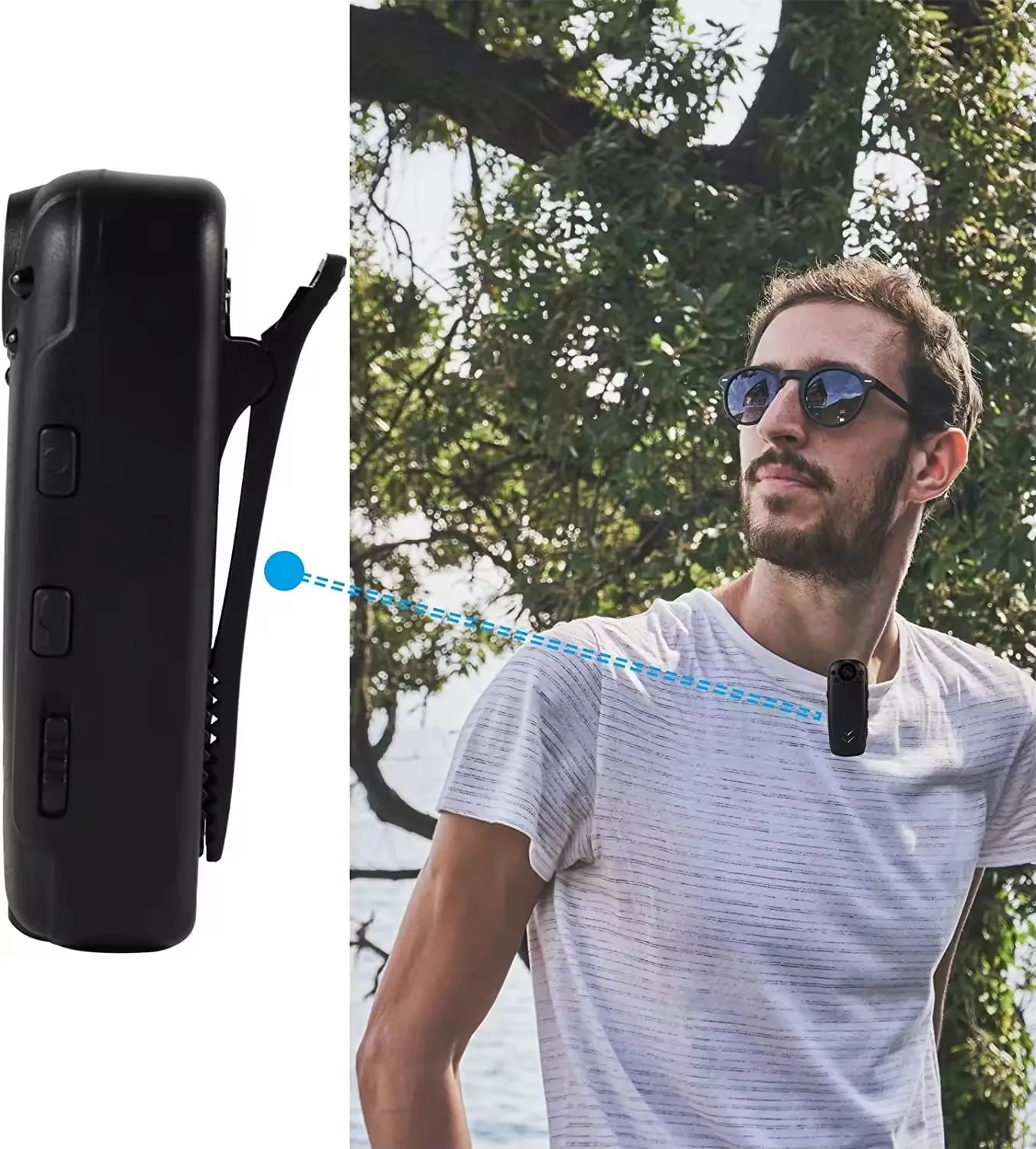 Back Clip Design Large Battery Portable Night Vision 125 Degree Rotating Clip Body Video Recorder Human Body Pocket Camera