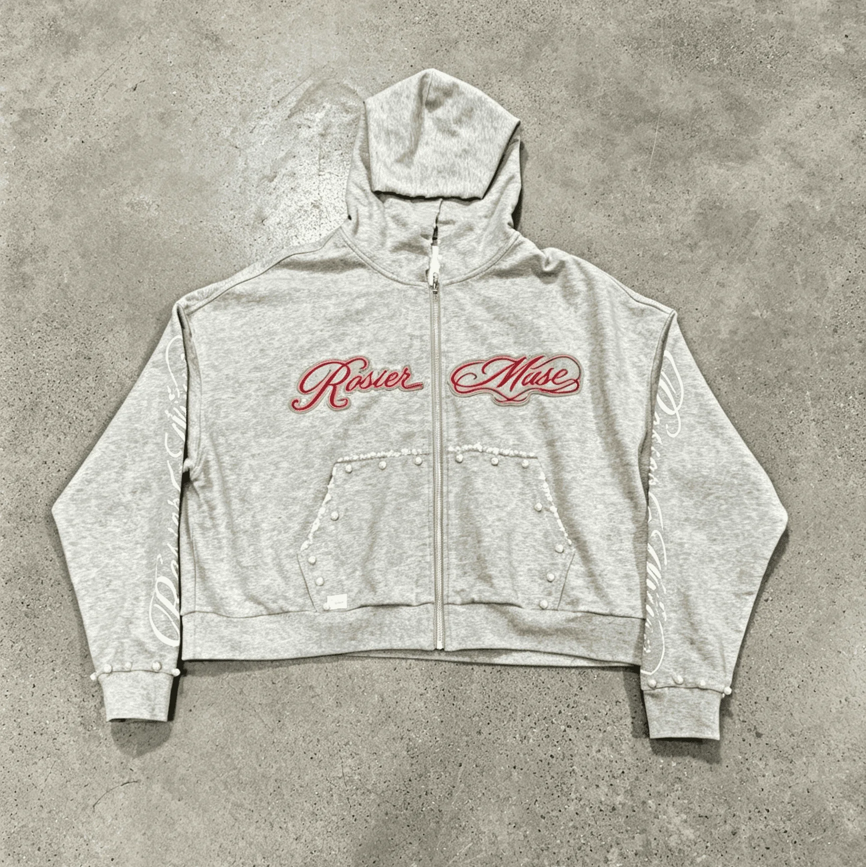 Custom Made 100% Cotton Zip up Rhinestone Embroidery Eco-friendly Organic Cotton Oversized Streetwear Men's French Terry Hoodies gallery 7