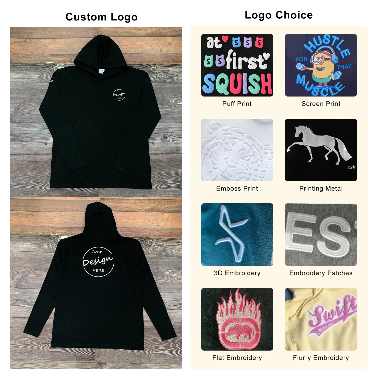 JL424A Wholesale Men Solid Color Blank Hooded Slim Bodybuilding Fitness Sports Long Sleeve T-Shirt for Men