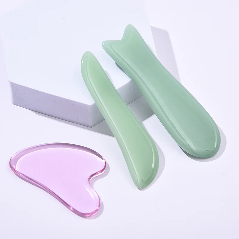 Borong Green Pink White Gua Sha Stone And Face Roller Crystal Guasha ...