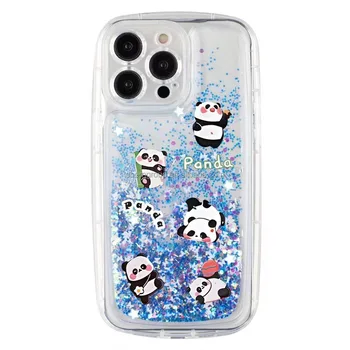 NEW Panda Flow Liquid Mobile Phone Cover for iPhone 16 15 14 Pro Max Quick Sand Phone Case for iPhone 13 12 11