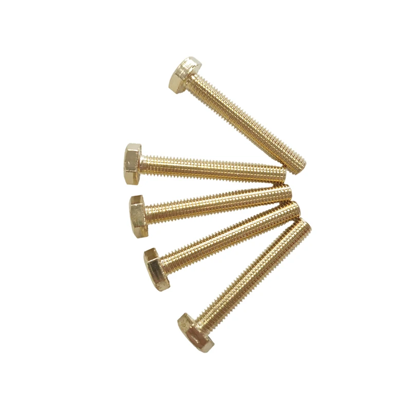 Brass M3 M4 M5 M6 M8 M10 M12 M16 Copper Hexagon Hex Head Bolt Full Thread Screw Hexagon Head Bolt