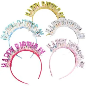 HAPPY BIRTHDAY sequin headband Happy Birthday Felt cloth headband baking decoration party supplies