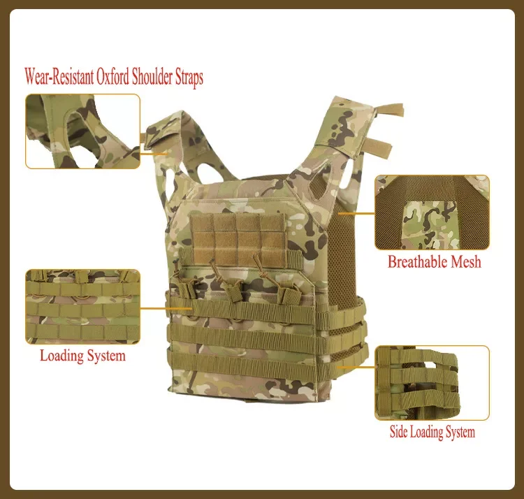 Outdoor Hunting Men's Paintball Molle Plate Carrier Vest Adjustable JPC Tactical Vest for Men factory