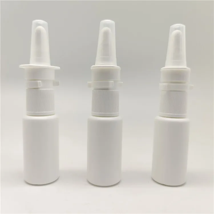 5ml 10ml 15ml 30ml White Empty PE Nasal Spray Bottle with Snap on Pharmaceutical Nasal Sprayer