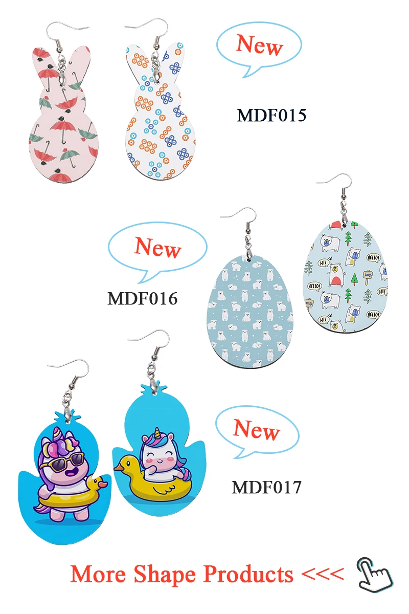 DIY Printing Sublimation Blanks MDF Wooden Earrings With Hardware