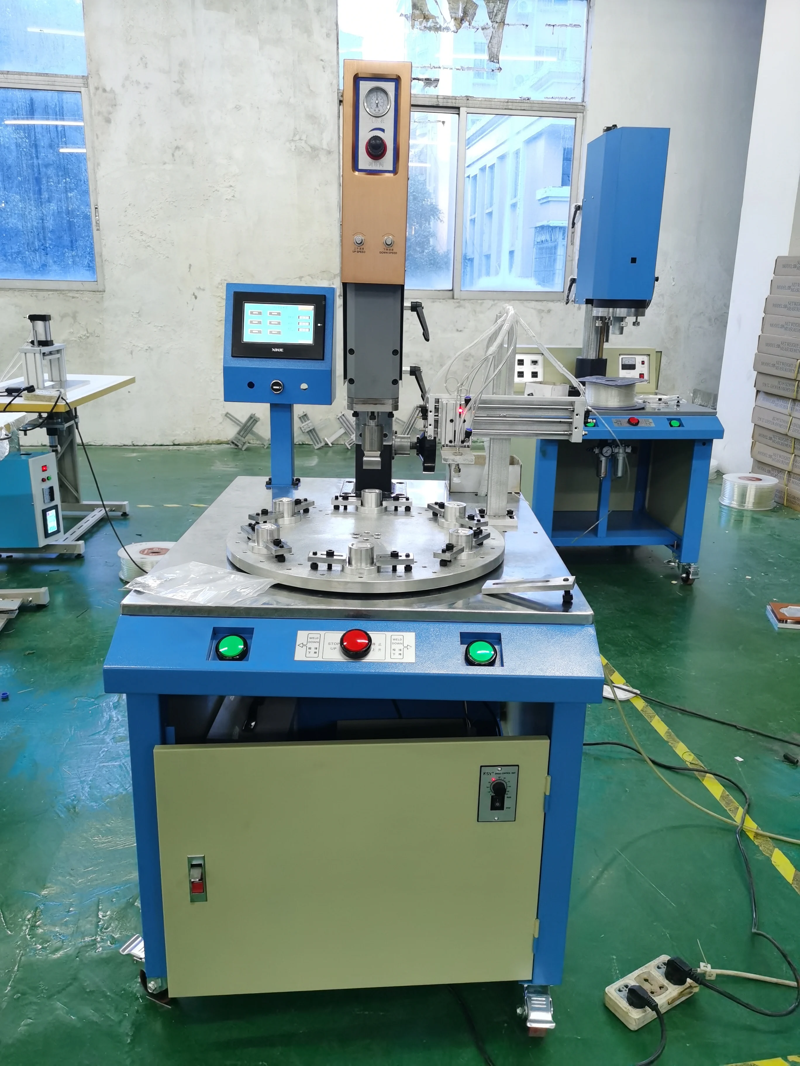 15K khz Sonic PP Soldering Multiple Working Stations Rotary Table Automatic Ultrasonic Polypropylene Welding Machine