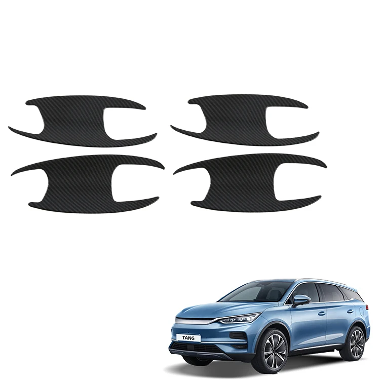 Door Handle Bowl for BYD Tang Accessories ABS Carbon Fiber Pattern Auto Door Wrist Modified Protective Cover Interior Accessory