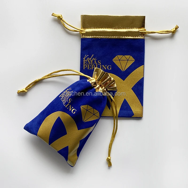 Custom Design Black Velvet Drawstring Perfume Bags