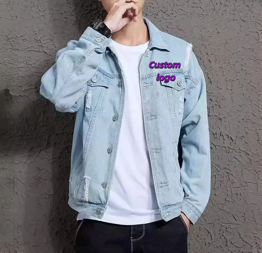 High Quality Solid Color Plus Size Casual Stylish Jeans Jackets Coats Men's Denim Jacket