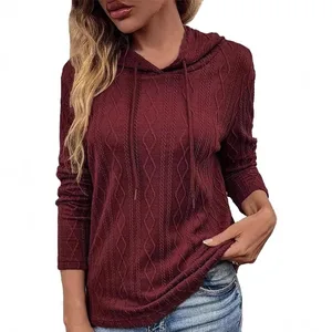 2025 Autumn and Winter Women's Long Sleeved Hoodie Hooded Style Drawstring T-shirt