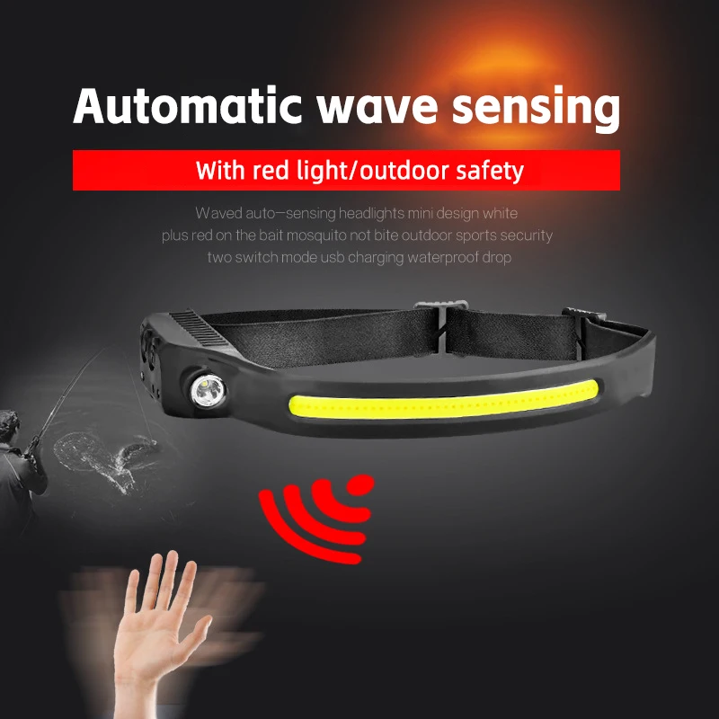 Водонепроницаемый COB светодиодный фонарик с USB-зарядным датчиком движения фар для кемпинга на открытом воздухе