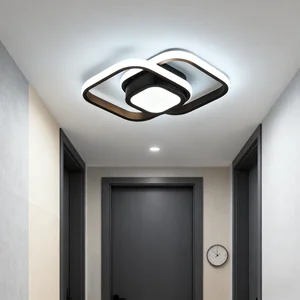 JACKSUN Modern LED Black Square Iron Ceiling Light Fixture Tricolor Dimming Small Corridor Hallway Kitchen Lighting AC100-265V