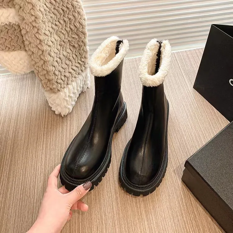 New Styles Fall Platform Boot Femme Fashion Round Toe Chunky Heel Short Ankle Boots for Women