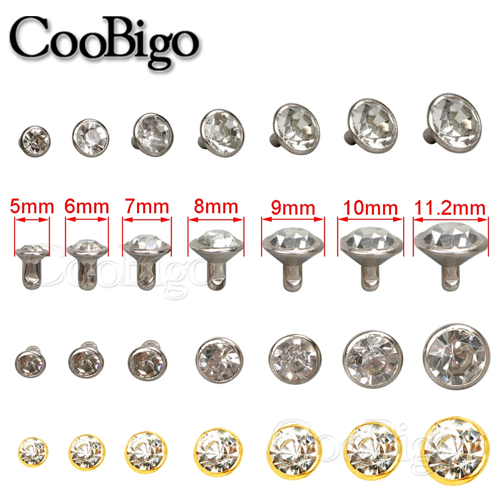 1000 шт. металлические Кристальные шпильки стразы заклепка двойная крышка гвозди кожаные шипы заклепки для одежды обуви сумки Декор поделки «сделай сам» 5 мм-11 мм