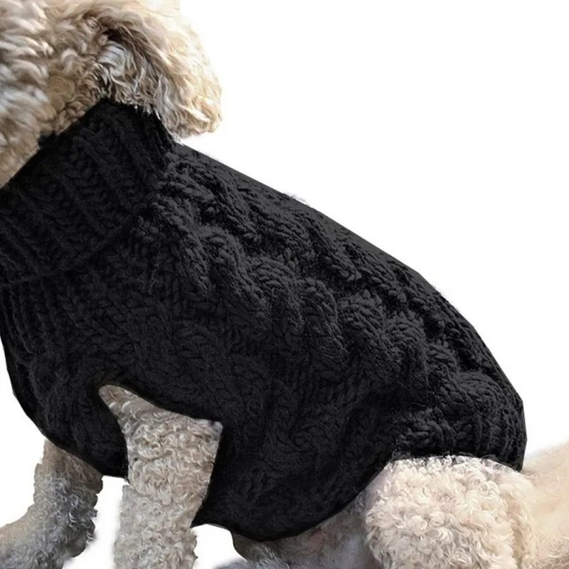 product-750-750 Autumn Winter Pet Dog Sweater Fashionable Solid Color Twist Knitted Warm Clothing Comfortable XL Size Multiple Colors Available