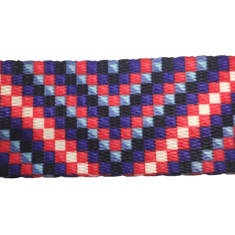 Gradient Color square Pattern Printed Webbing Belt 38mm Polyester Webbing Strap