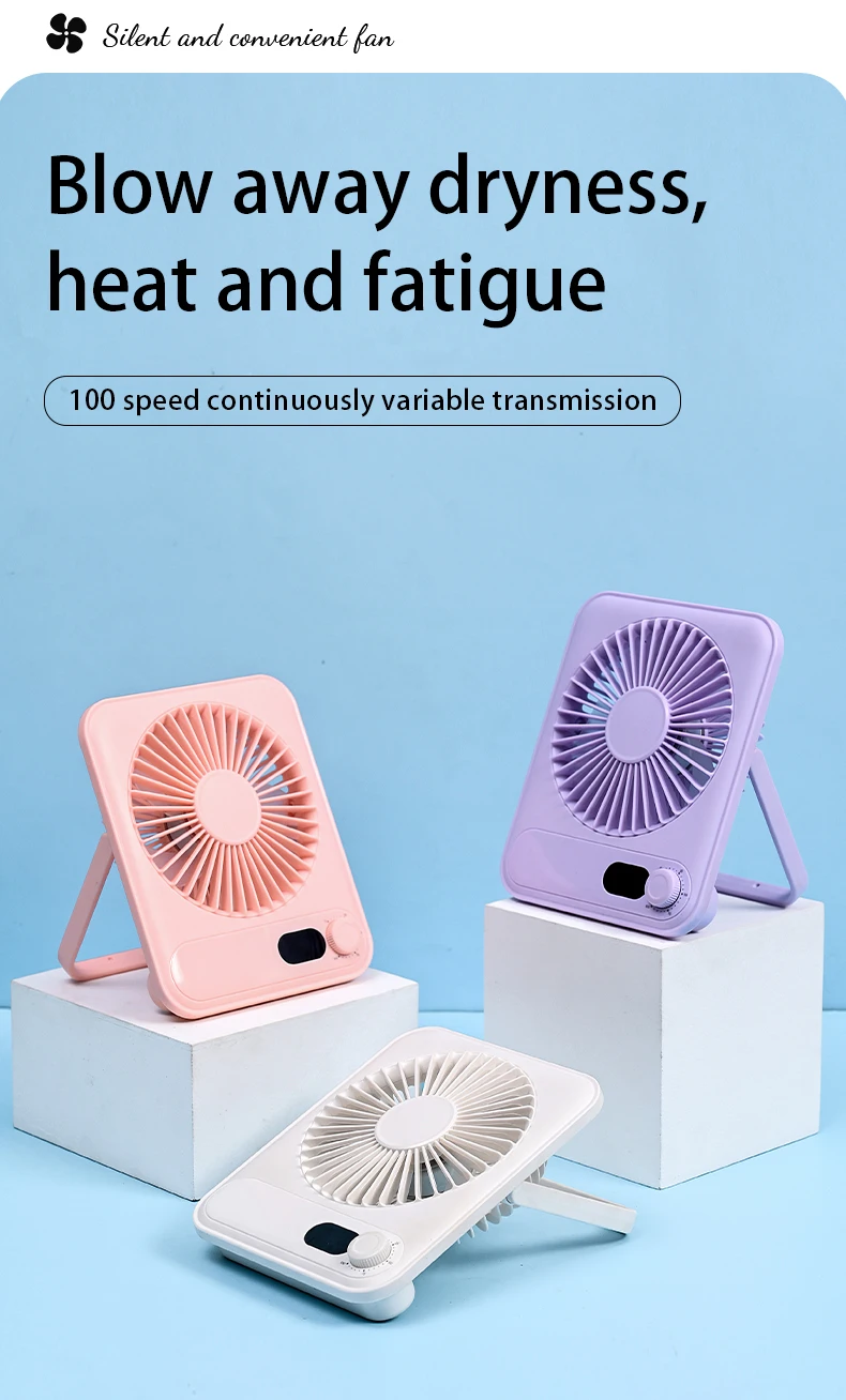 Plastic Table Fan, Portable, USB, 1200mAh, Brushless - detail 2