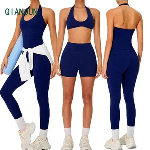 New Yoga Gym Fitness Sets 4-Piece Set Nude Feel Yoga Wear Tight Fitting Quick Dry  Fitness Running Gym Set for Women