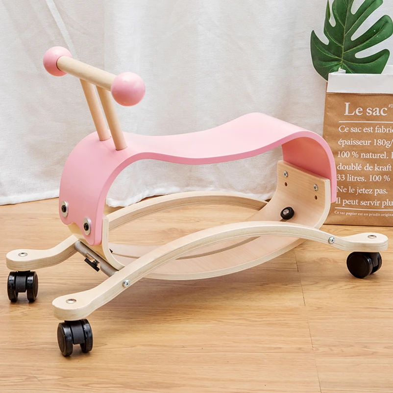Wooden Stroller Baby Walker Shake Horse in Balance Bike with