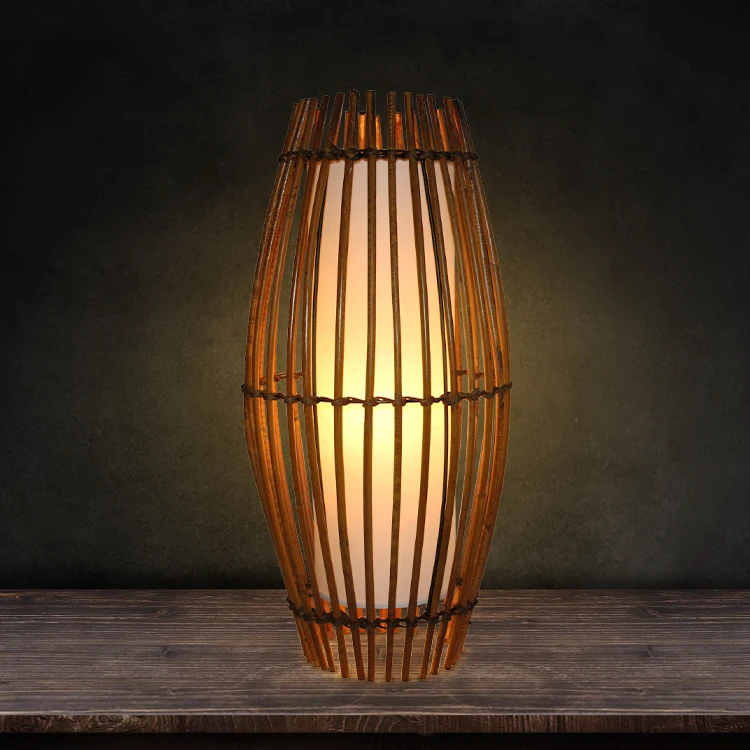 
Современная настольная лампа из ротанга, комнатный светильник, плетеное Освещение для дома 