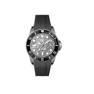 Custom Titanium Miyota Automatic Sport Men's Watch with Rotating Unidirectional Bezel Rubber/Silicone Band