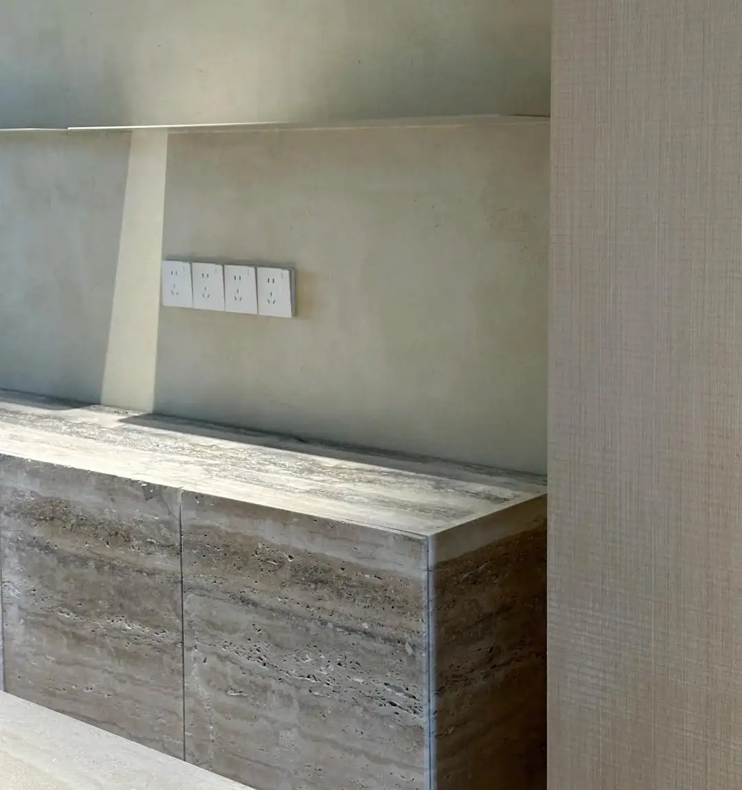 product customizable wabi sabi style natural travertine cabinets indoor kitchen and bathroom marble cabinets-9