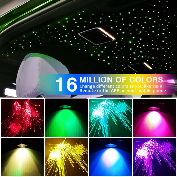 Lumières Fibre Optique MOUMOUTEN 200pcs 0.75x3m - Ciel Étoilé Plafond Voiture Imperméable 12V