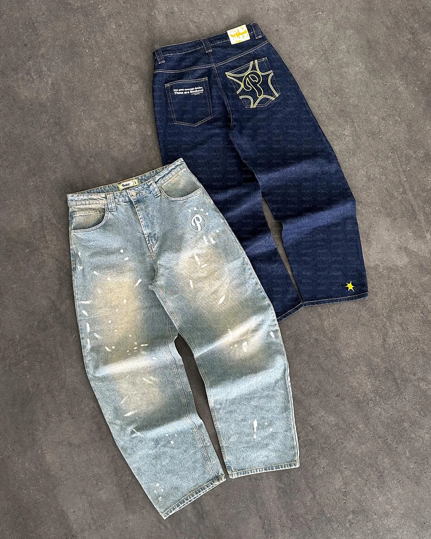 Salati Baggy Jeans Manufacturer Wash Printed Oversized High Waist Bootcut Wide Leg Distressed Vintage Denim Pant Flared Men Jean gallery 2